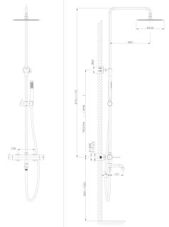 Душевая стойка Raiber Graceful RPG-006 золото матовое